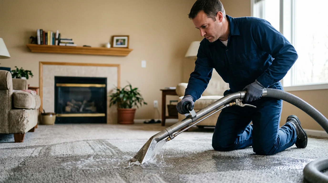 Water damage restoration technician working near Simla, CO